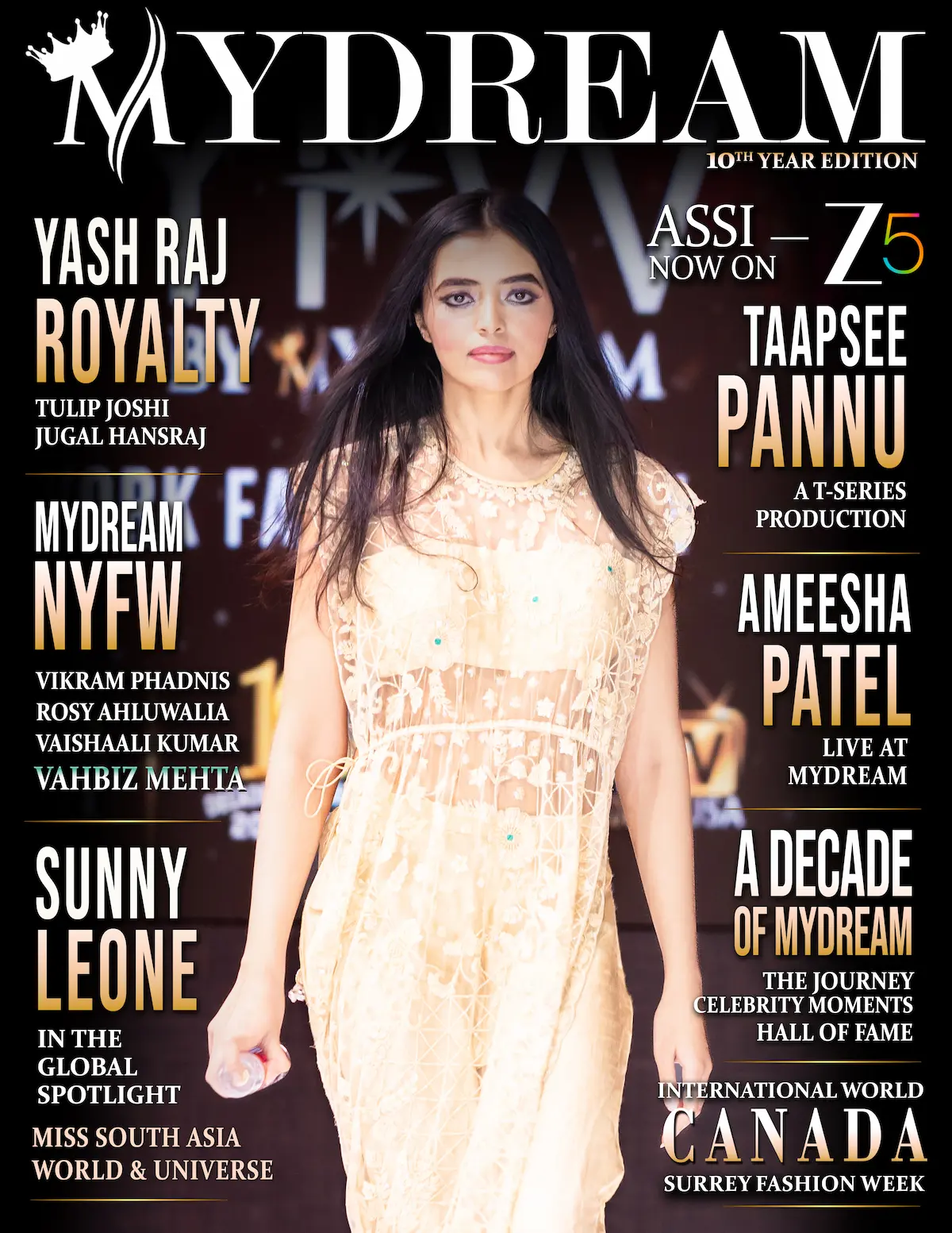Raisin Saini on the cover of MyDream Magazine 10th Year Edition